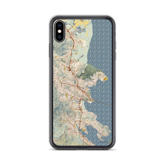 Custom iPhone XS Max San Rafael California Map Phone Case in Woodblock