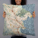 Person holding 22x22 Custom San Rafael California Map Throw Pillow in Woodblock