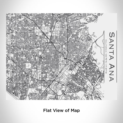 Rendered View of Santa Ana California Map Engraving on 20oz Stainless Steel Insulated Bottle with Bamboo Top in White