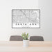24x36 Santa Ana California Map Print Landscape Orientation in Classic Style Behind 2 Chairs Table and Potted Plant