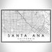 Santa Ana California Map Print Landscape Orientation in Classic Style With Shaded Background