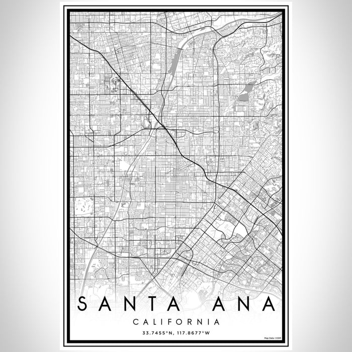 Santa Ana California Map Print Portrait Orientation in Classic Style With Shaded Background