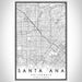Santa Ana California Map Print Portrait Orientation in Classic Style With Shaded Background