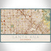 Santa Ana California Map Print Landscape Orientation in Woodblock Style With Shaded Background