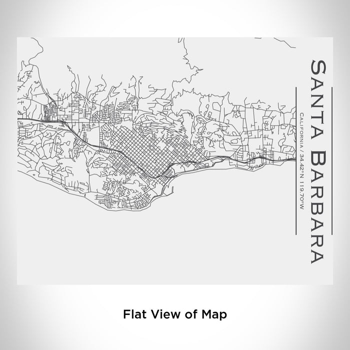 Rendered View of Santa Barbara California Map Engraving on 20oz Stainless Steel Insulated Bottle with Bamboo Top in White