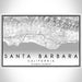Santa Barbara California Map Print Landscape Orientation in Classic Style With Shaded Background
