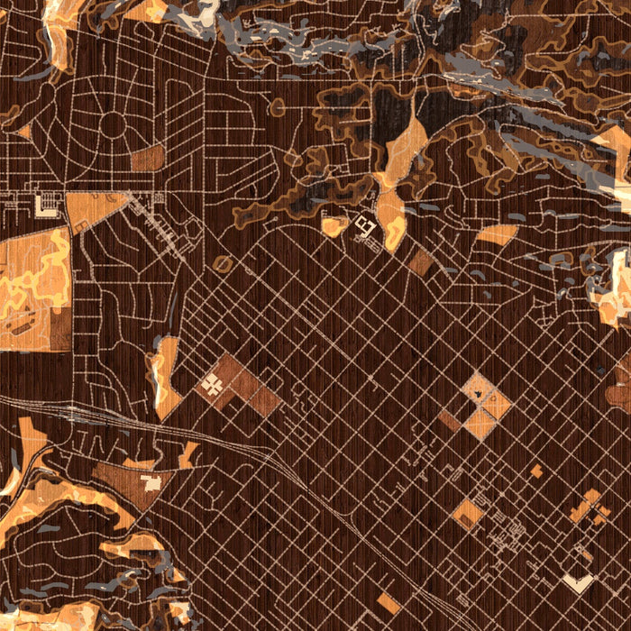 Santa Barbara California Map Print in Ember Style Zoomed In Close Up Showing Details