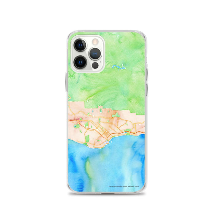 Custom Santa Barbara California Map iPhone 12 Pro Phone Case in Watercolor
