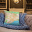 Custom Santa Barbara California Map Throw Pillow in Watercolor on Cream Colored Couch