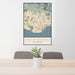 24x36 Santa Barbara California Map Print Portrait Orientation in Woodblock Style Behind 2 Chairs Table and Potted Plant