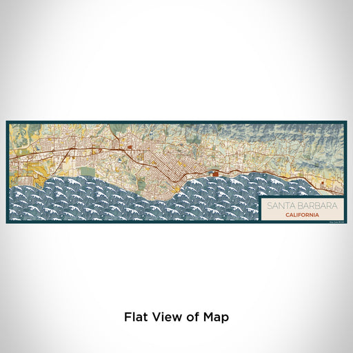 Flat View of Map Custom Santa Barbara California Map Enamel Mug in Woodblock