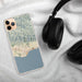 Custom Santa Barbara California Map Phone Case in Woodblock on Table with Black Headphones