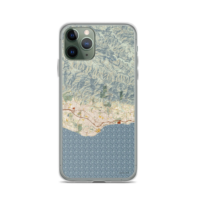 Custom Santa Barbara California Map Phone Case in Woodblock