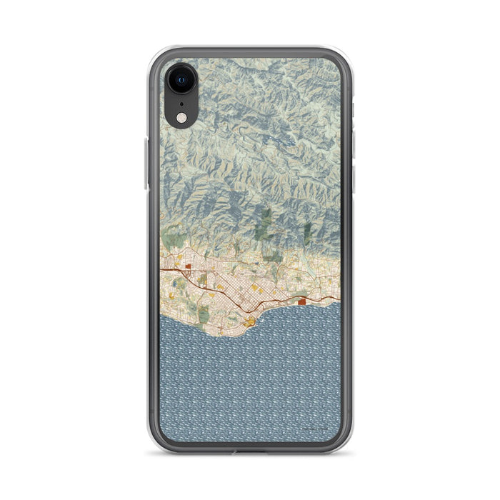 Custom Santa Barbara California Map Phone Case in Woodblock