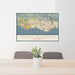 24x36 Santa Barbara California Map Print Landscape Orientation in Woodblock Style Behind 2 Chairs Table and Potted Plant