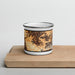 Front View Custom Santa Clarita California Map Enamel Mug in Ember on Cutting Board