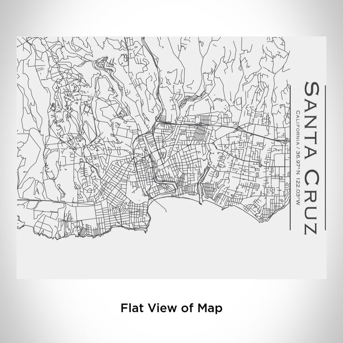 Rendered View of Santa Cruz California Map Engraving on 20oz Stainless Steel Insulated Bottle with Bamboo Top in White