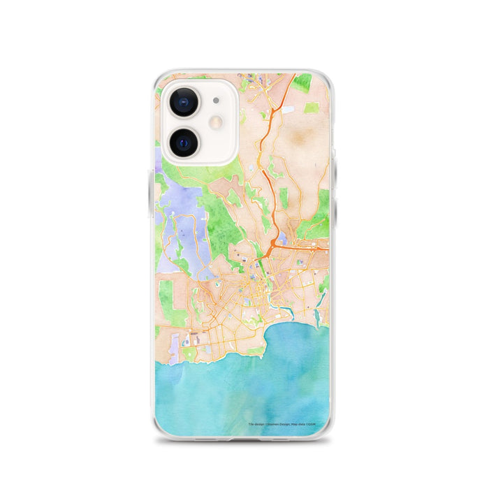 Custom Santa Cruz California Map iPhone 12 Phone Case in Watercolor