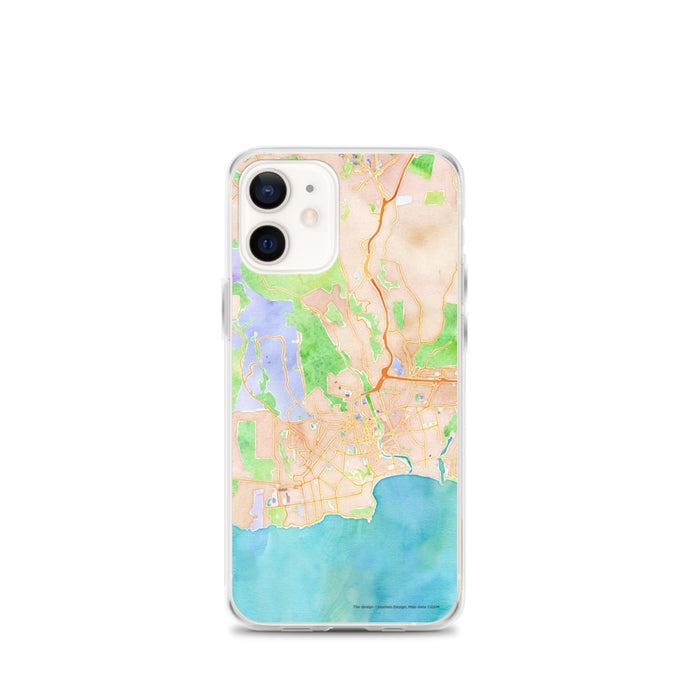 Custom Santa Cruz California Map iPhone 12 mini Phone Case in Watercolor