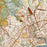 Santa Cruz California Map Print in Woodblock Style Zoomed In Close Up Showing Details