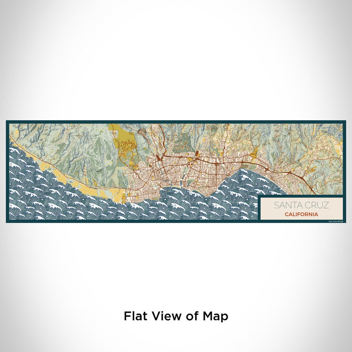 Flat View of Map Custom Santa Cruz California Map Enamel Mug in Woodblock