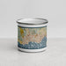 Front View Custom Santa Cruz California Map Enamel Mug in Woodblock