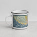 Left View Custom Santa Cruz California Map Enamel Mug in Woodblock