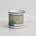 Right View Custom Santa Cruz California Map Enamel Mug in Woodblock