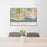24x36 Santa Cruz California Map Print Landscape Orientation in Woodblock Style Behind 2 Chairs Table and Potted Plant