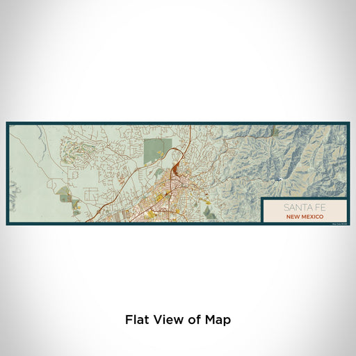 Flat View of Map Custom Santa Fe New Mexico Map Enamel Mug in Woodblock