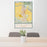 24x36 Santa Maria California Map Print Portrait Orientation in Woodblock Style Behind 2 Chairs Table and Potted Plant