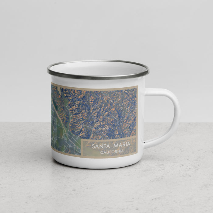 Right View Custom Santa Maria California Map Enamel Mug in Afternoon