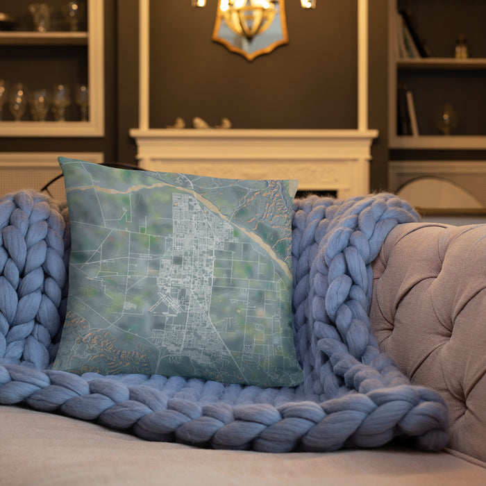 Custom Santa Maria California Map Throw Pillow in Afternoon on Cream Colored Couch