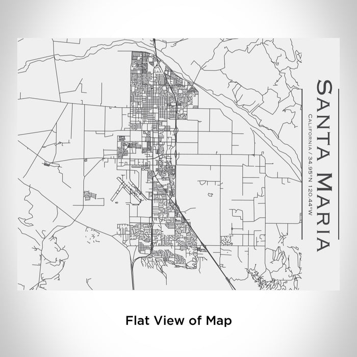 Rendered View of Santa Maria California Map Engraving on 20oz Stainless Steel Insulated Bottle with Bamboo Top in White
