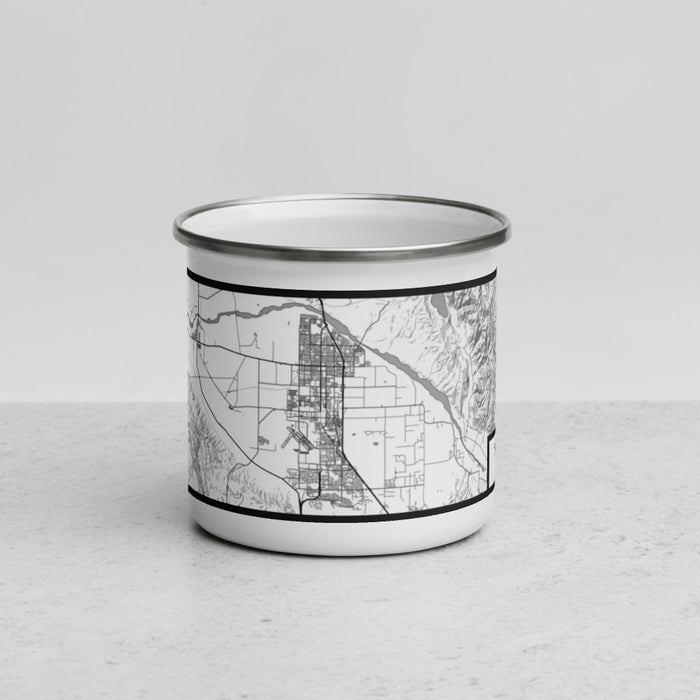 Front View Custom Santa Maria California Map Enamel Mug in Classic