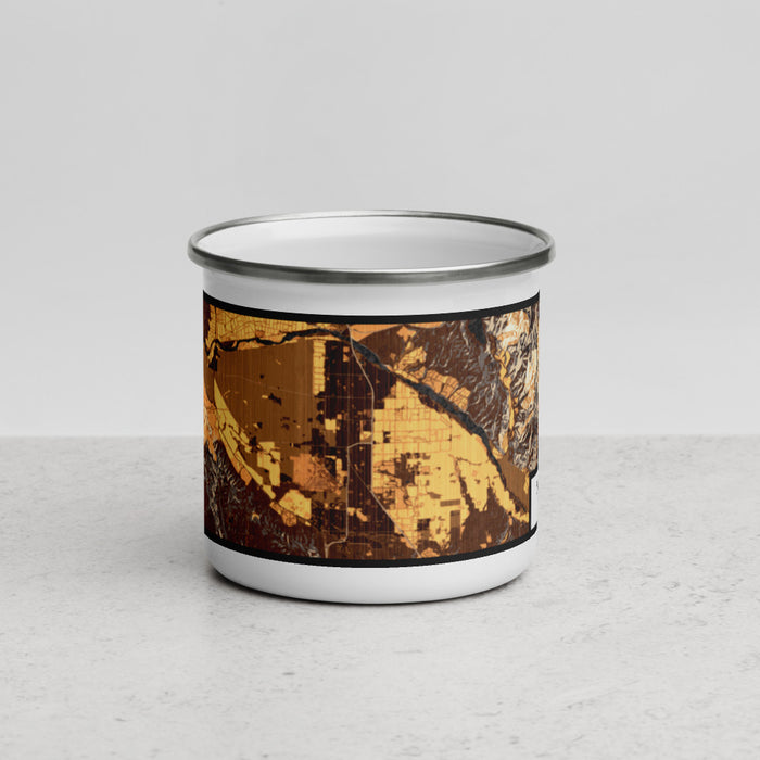 Front View Custom Santa Maria California Map Enamel Mug in Ember
