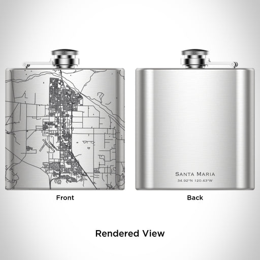 Rendered View of Santa Maria California Map Engraving on 6oz Stainless Steel Flask