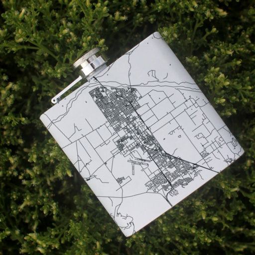 Santa Maria California Custom Engraved City Map Inscription Coordinates on 6oz Stainless Steel Flask in White