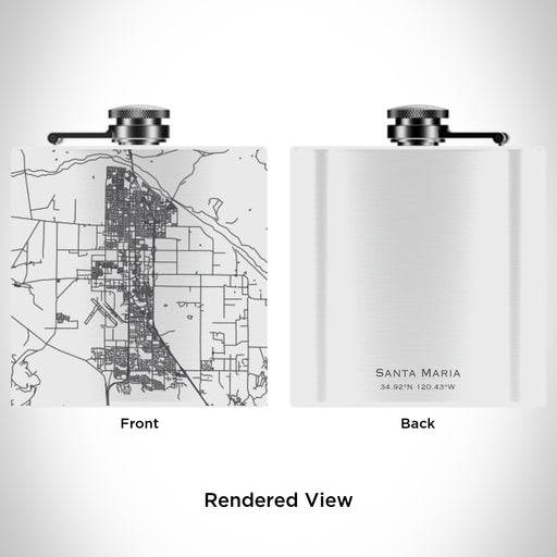 Rendered View of Santa Maria California Map Engraving on 6oz Stainless Steel Flask in White