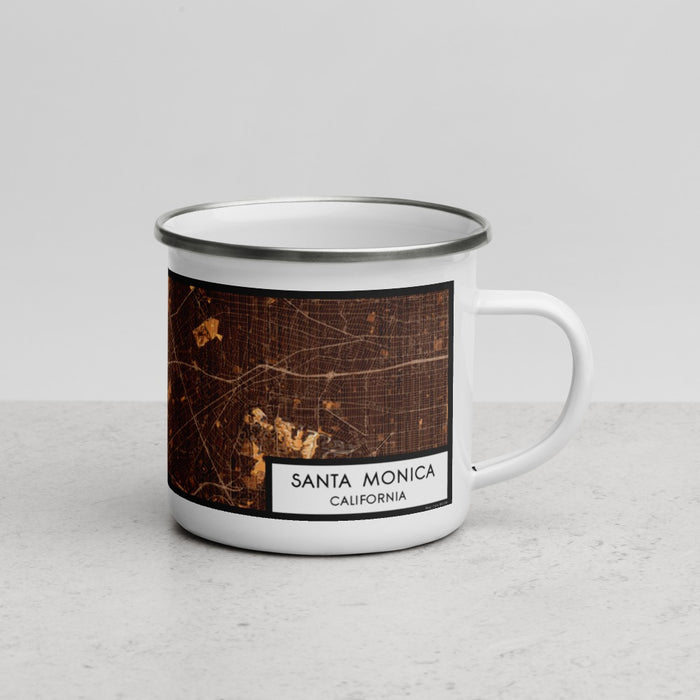 Right View Custom Santa Monica California Map Enamel Mug in Ember