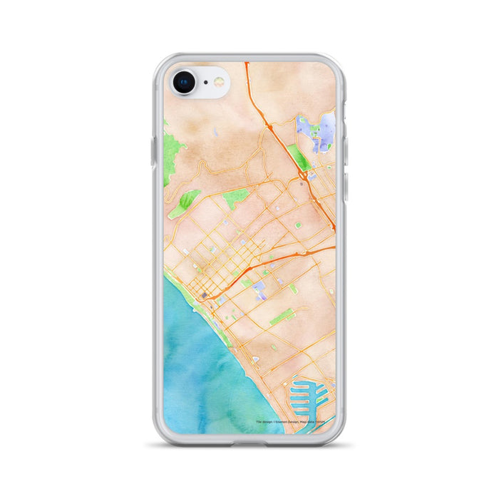 Custom Santa Monica California Map iPhone SE Phone Case in Watercolor