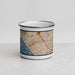 Front View Custom Santa Monica California Map Enamel Mug in Woodblock