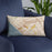 Custom Santa Monica California Map Throw Pillow in Woodblock on Blue Colored Chair