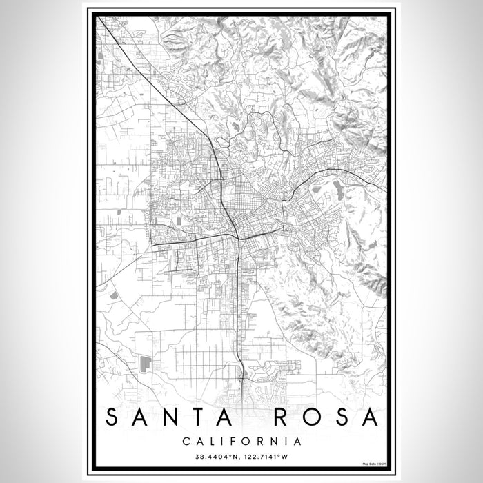 Santa Rosa California Map Print Portrait Orientation in Classic Style With Shaded Background