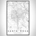 Santa Rosa California Map Print Portrait Orientation in Classic Style With Shaded Background