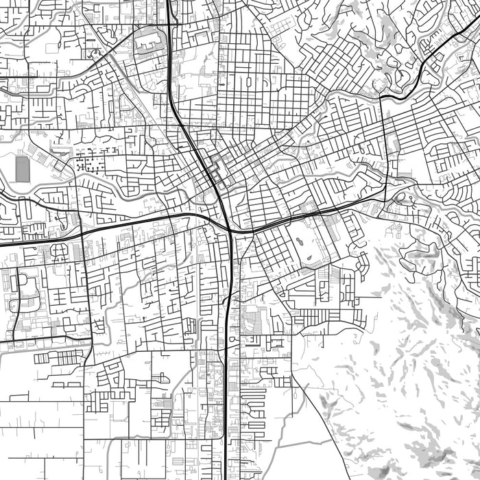 Santa Rosa California Map Print in Classic Style Zoomed In Close Up Showing Details