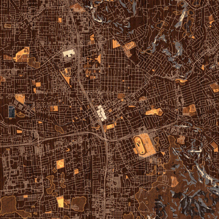 Santa Rosa California Map Print in Ember Style Zoomed In Close Up Showing Details