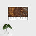 16x24 Santa Rosa California Map Print Landscape Orientation in Ember Style With Tropical Plant Leaves in Water