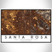 Santa Rosa California Map Print Landscape Orientation in Ember Style With Shaded Background