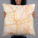 Person holding 22x22 Custom Santa Rosa California Map Throw Pillow in Watercolor